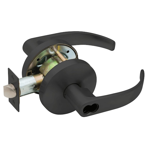 Grade 2 Entry Cylindrical Lock, SFIC Prep Less Core, Quantum Lever, Standard Rose, Flat Black Coated